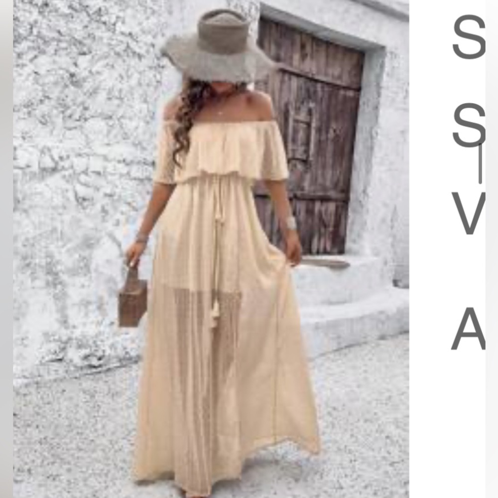 Elegant Cream Off-Shoulder Dress
